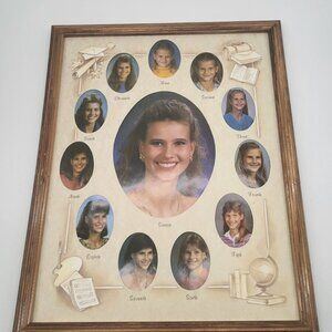 Vintage School Years Yearbook Framed Graduate Collage Graduation Party NO GLASS